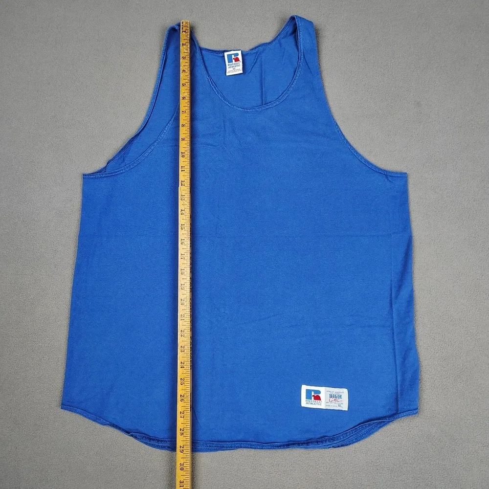 Vintage USA Russell Athletic High Cotton Tank Top Men XL *Fits Large* Blue 90s